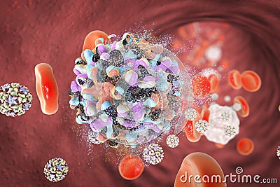 Destruction of hepatitis B virus Cartoon Illustration