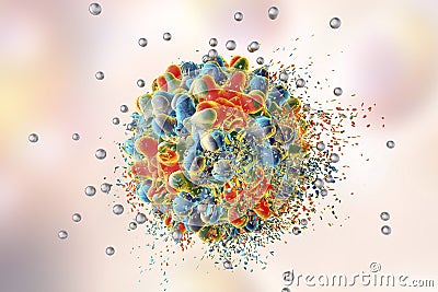 Destruction of hepatitis B virus by silver nanoparticles Cartoon Illustration