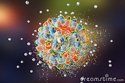 Destruction of hepatitis B virus by silver nanoparticles Cartoon Illustration