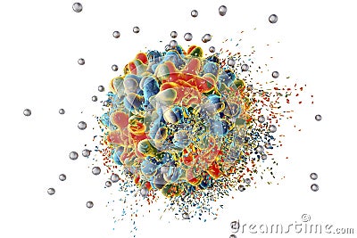 Destruction of hepatitis B virus by silver nanoparticles Cartoon Illustration