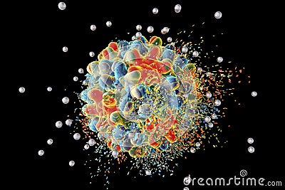 Destruction of hepatitis B virus by silver nanoparticles Cartoon Illustration