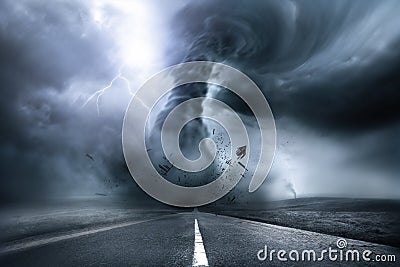 Destructive Powerful Tornado Stock Photo