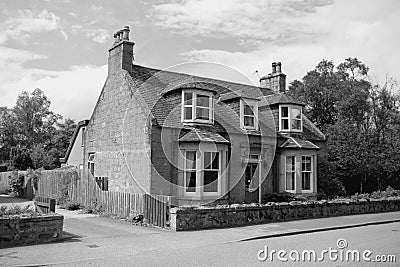 Detached house in the village Braemar in Scotland. Stock Photo