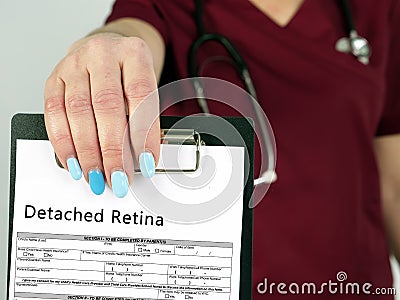 Detached Retina Retinal Detachment phrase on the sheet Stock Photo