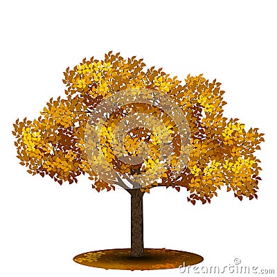 Detached tree with yellow leaves Vector Illustration