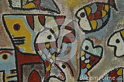 Detail of abstract artwork painted on mural or graffiti. Editorial Stock Photo