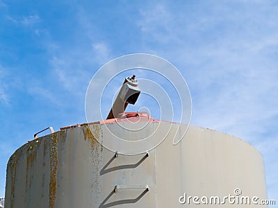 Detail of agriculture metal fodder fermenting silo Stock Photo