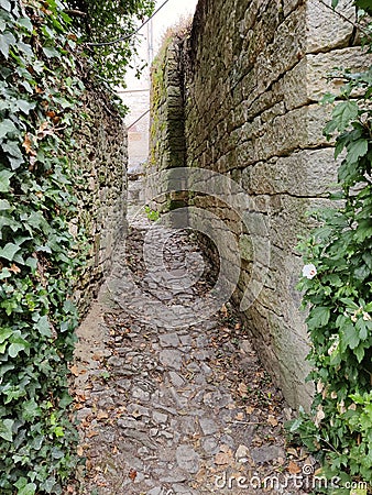 Detail alley in Turenne, France Stock Photo