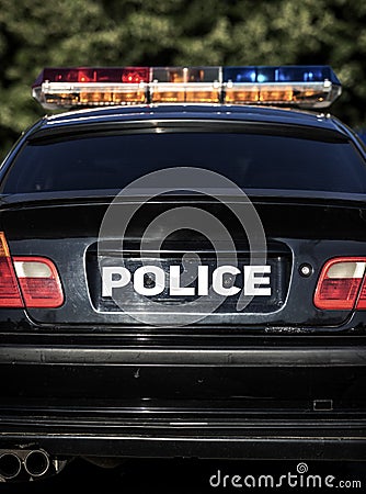 Detail of american police car Stock Photo