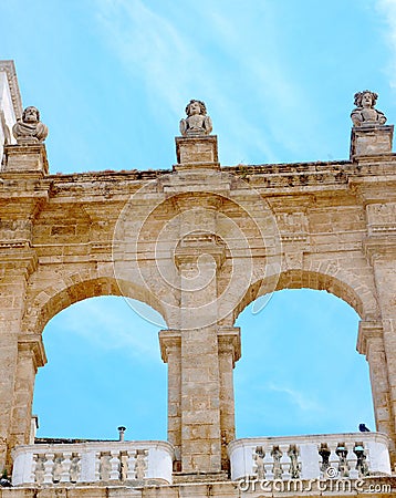 Detail of an ancient porch in Bari - Italy Stock Photo