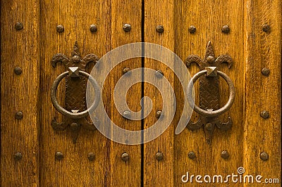 Detail of an ancient wooden door Stock Photo