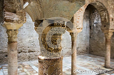 Detail of Arabic baths (El Banuelo). Granada Editorial Stock Photo