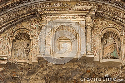 Detail arch entrance church and Convent of the Company of Jesus in Guatemala, Antigua Guatemala, 1561 Stock Photo