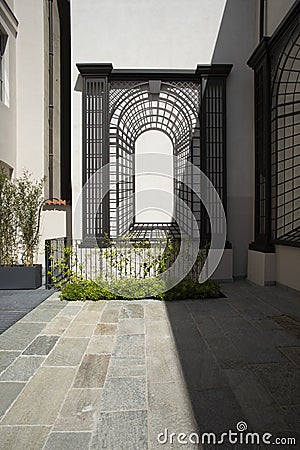 Detail of an architectural decoration, floor made of large antique poplars Stock Photo