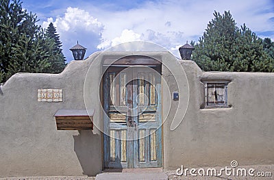 Detail of architecture of adobe in Santa Fe, NM Stock Photo