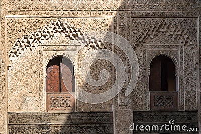 Detail of the architecture of Madrasa Bou Inania, Fez, Morocco Stock Photo