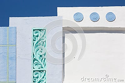 Detail of Art Deco building in Ocean Drive Stock Photo