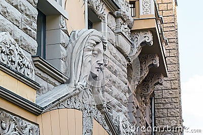 Detail of art nouveau building in Riga, Latvia Stock Photo