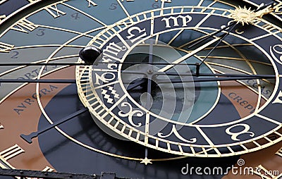 A detail of the astronomical clock in Prague, Czec Stock Photo