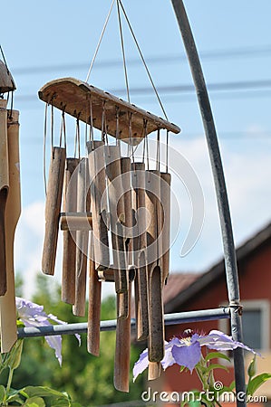 Bamboo wind chimes sound for hanging Stock Photo