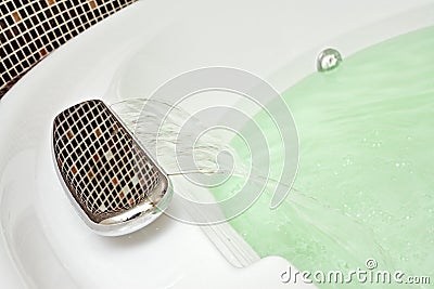 Detail of Bathroom with mosaic and falling water Stock Photo