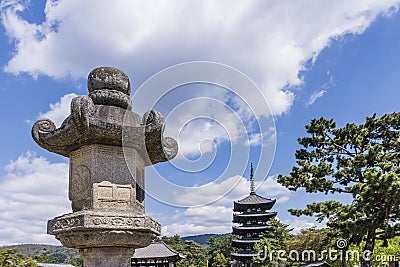 Detail of the beautiful temple and the five story pagoda Kofuku-ji in Nara, Japan Stock Photo