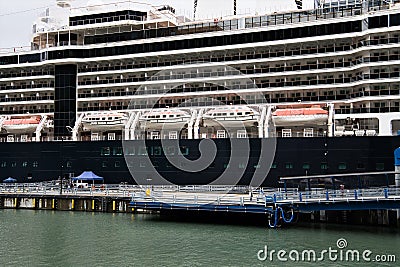 Detail of a big cruise liner with a lot of cabins Stock Photo