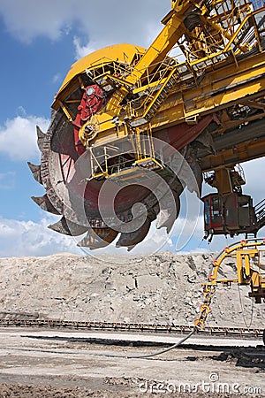 Detail of big excavator in coal mine Stock Photo