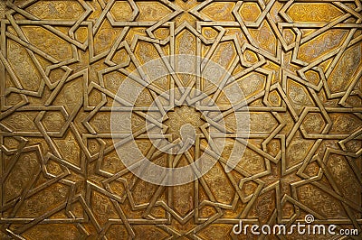 Detail of the brass door at the royal palace in Fez, Morocco. I Stock Photo