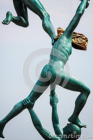 Detail of a bronze sculpture depicting Editorial Stock Photo