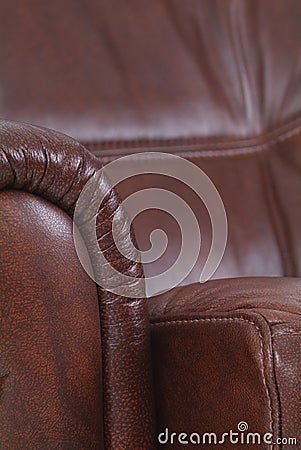 Detail of brown leather, luxury recliner Stock Photo