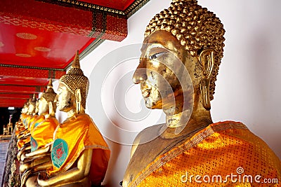 Detail of a Buddha at Wat Pho, Bangkok, Thailand Editorial Stock Photo