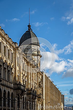 Detail of buildings architecture near Bolivar Square - Bogota, Colombia Stock Photo