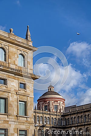 Detail of buildings architecture near Bolivar Square - Bogota, Colombia Stock Photo