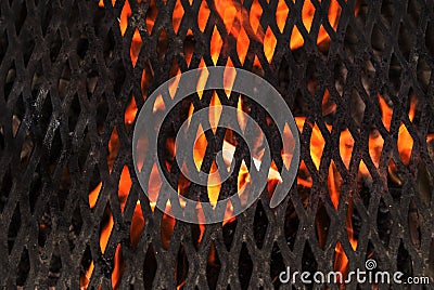 Detail Burning Grill Stock Photo