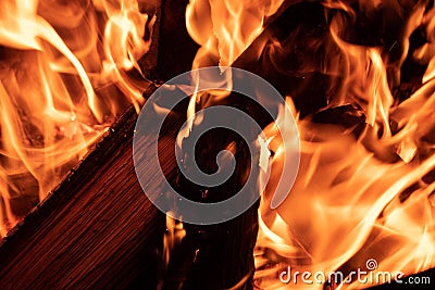 Detail of burning wood fire Stock Photo