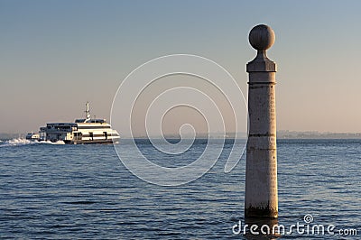 Detail of the Cais das Colunas in the city of Lisbon, Portugal Stock Photo