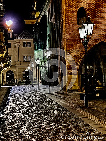 Detail of a central prague street Editorial Stock Photo