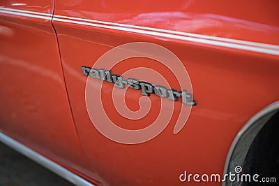 American sports car, first generation Chevrolet Camaro 350 Rally Sport in red orange color Editorial Stock Photo