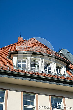 detail of classicistic window at house facade Stock Photo