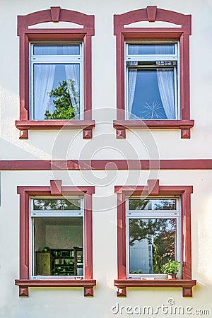 detail of classicistic window at house facade Stock Photo