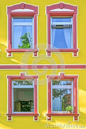 detail of classicistic window at house facade Stock Photo