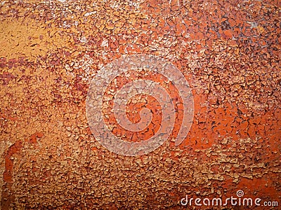 Detail and close up of rust on car metal with cracking, presence of rust and corrosion, beautiful abstract background Stock Photo