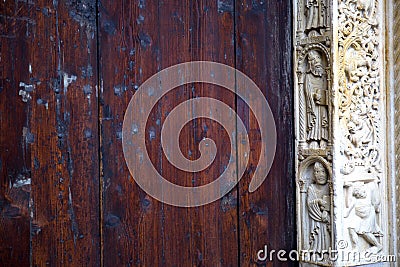 Detail of closed entrance gate of the Cathedral of Modena, Italy Stock Photo