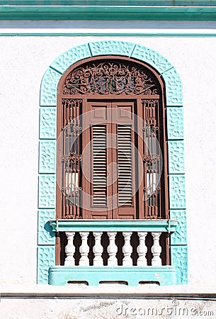 Detail of colonial building in Santiago Cuba Stock Photo
