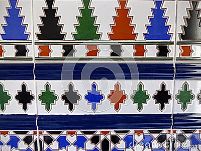 Detail of a traditional colored tile of Andalusia in Spain. Editorial Stock Photo