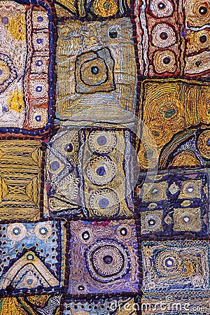Detail of a colorful patchwork carpet Stock Photo