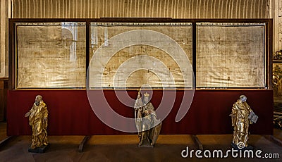 Detail of a copy of the Holy Shroud of Turin, Broumov, Nachod district Stock Photo