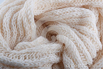 Detail of creamy handmade knitwork Stock Photo