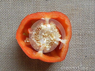 Detail of cut red Bell pepper Stock Photo